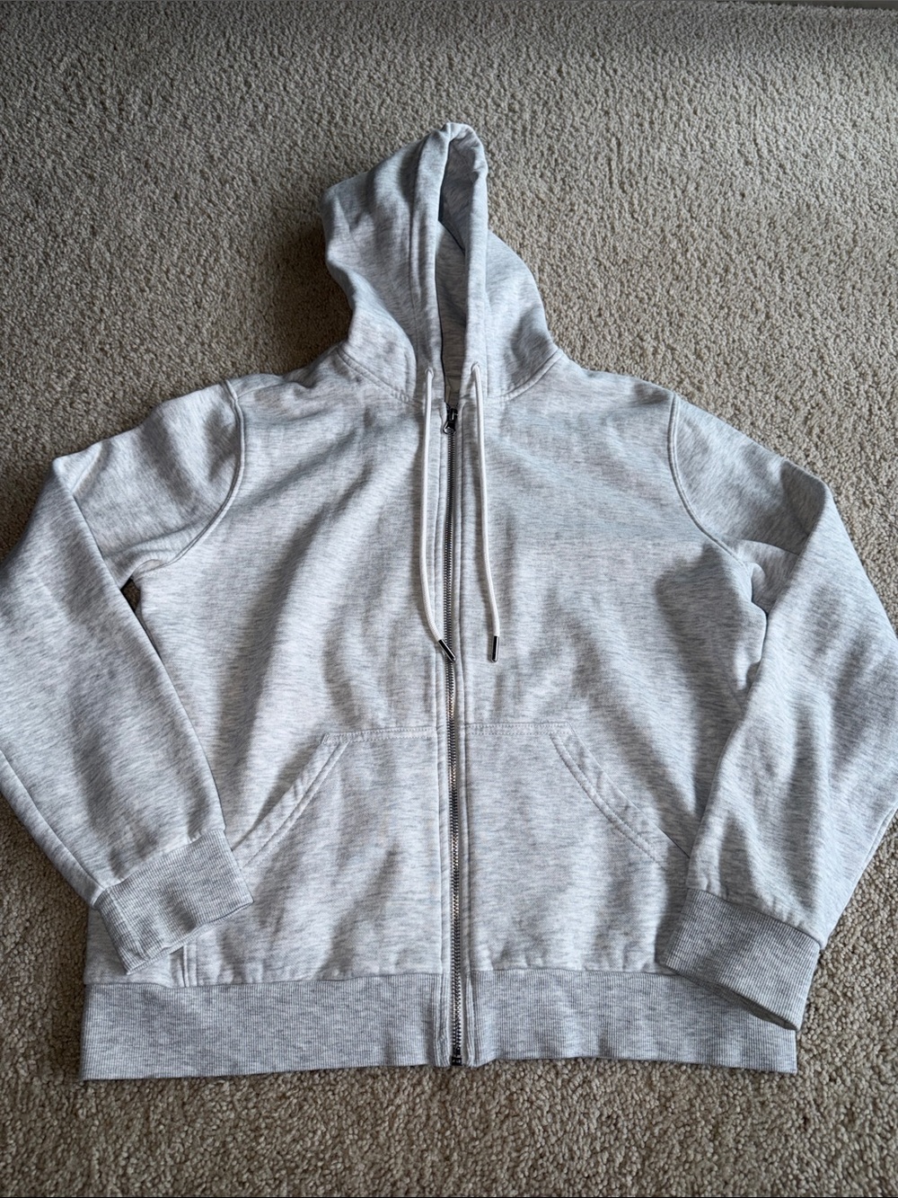 H&M Light Gray Zip-Up Hooded Jacket